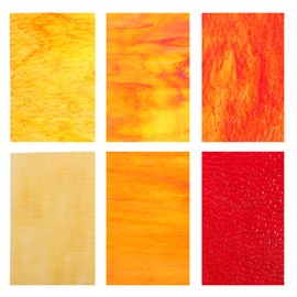 EXCEART Stained Glass Sheets Large Cathedral Glass Mosaic Tiles for Crafts Stained Glass Projects and Mosaic Art 6Pcs