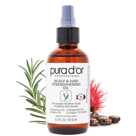 PURA D'OR Aceite para fortalecer el cuero cabelludo y el cabello de 3.3 onzas – Apoya el crecimiento óptimo, reduce la rotura, nutre las raíces para un cabello más sano, más lleno y más grueso, aceite