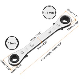 sourcing map 4 in 1 Double Box End Reversible Ratcheting Wrench 10x12x13x14mm CR-V Steel 180 Degrees Metric Double Head 12-Point 24-Teeth Adjustable Ratchet Gear Socket Spanner,