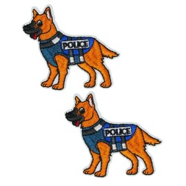 2 X German Shepherd Police Dog Patch – Embroidered K9 Unit Iron-On Badge (6 x 7cm) – Tactical Dog Vest Design for Jackets, Bags, and Law Enforcement Apparel
