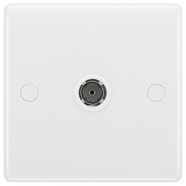 British General BG Electrical 860 Single Co-Axial Socket, White Moulded, Round Edge