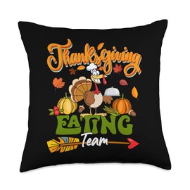 Thanksgiving Eating Team Costume Turkey As Chef Autumn Throw Pillow