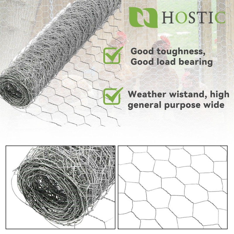 HOSTIC 4FTx150FT Chicken Wire Netting 2IN Mesh Galvanized Wire Hexagonal