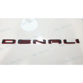 GMC 3pcs GMC 2021-2025 Yukon Yukon XL Black Red Door Rear DENALI Emblems Letters