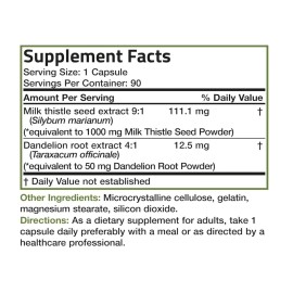 Bronson Milk Thistle Silymarin Marianum & Dandelion Root, Liver Health, 90 Caps