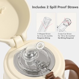 Evorie Leak Proof Vacuum Insulated Water Bottle, 316L Stainless Steel Sippy Cup for Toddlers, 11 oz Straw Cup with Handle & Adjustable Strap, Keeps Drinks Warm or Cold (1 Pack)