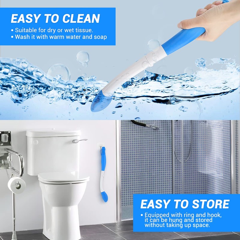 Jhua Foldable Butt Wiper Tool for Women Men Toilet Aids