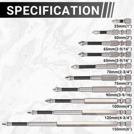 CATITO High Magnetic Screwdriver Drill Bit Set, 10pcs Impact Resistant Non Slip Bit, Anti-Slip Magnetic Electric Screwdriver Set
