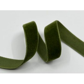 Luxury Velvet Ribbon with Selvedge, 16 mm, 5 m Roll, 33 Colours, Washable, for Gift Wrapping, Decorations, Sewing, Silk Ribbon Weaving Säckingen GmbH (549 Moss Green))