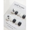 Black dot pedi tip Handmade nail tip - Round Square