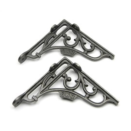 Pair of Shelf Brackets GWR Cast Antique Iron 150mm x 150mm / 6" x 6"