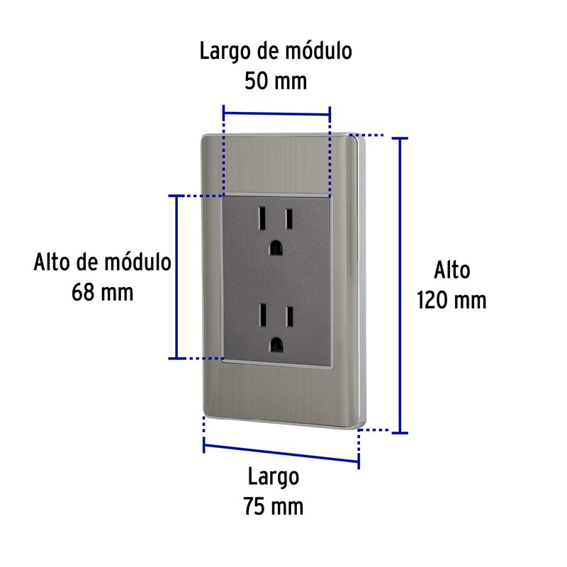 Volteck CODO-LA, Placa armada con contacto dúplex 3 módulos 2