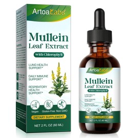 Mullein Leaf Extract for Lungs, Mullein Drops for Lung Cleanse and Respiratory Support, Mullein Herbal Supplements with Chlorophyll, 60ml