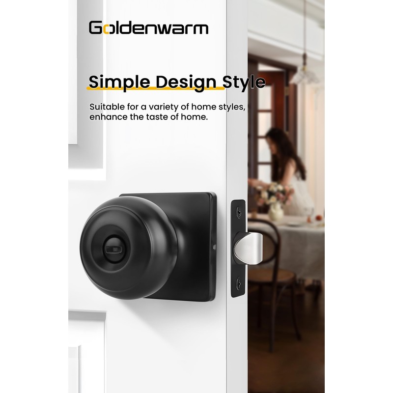 goldenwarm Black Door Knobs Interior, Classic Matte Black Interior Door