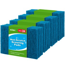 AIDEA Non-Scratch Scouring Pads, Reusable Dish Scrubber Pads for Household and Kitchen, Multipurpose Scour Pads for Cleaning, 24 Pack, 5.5in*3.5in