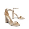 DREAM PAIRS Womens Hi-Chunk High Heel Pump Sandal Gold Glitter