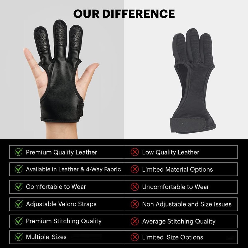 TOPARCHERY Three Finger Archery Gloves Leather Finger Guards for Archery