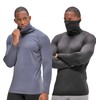 DEVOPS 2 Pack Men's Thermal Turtle Mock Neck Shirts, Compression