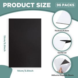 Macarrie 96 Pcs 4" x 6" Adhesive Magnetic Sheets Cuttable Magnetic Sheets with Adhesive Backing Magnetic Paper Magnet Stickers Flexible Peel and Stick Magnets for Picture Crafts Die Storage Photos