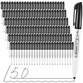 Permanent Markers, Ultra Fine Point, Black, 150 Count, 0.4mm, Fine tip permanent marker set, quick dry, waterproof, fading resists, durable, marks on paper, glass, ceramic, plastic, wood, rock, metal