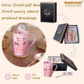 Doublewhale Doublewhale Birthday Gifts for Women Not A Day Over Fabulous Mug Mothers Day Gifts for Her Birthday, BFF, Best Friends, Wife, Mom, Daughter, Sister, 14OZ Ceramic Marble Mug (Pink-Not a Day)