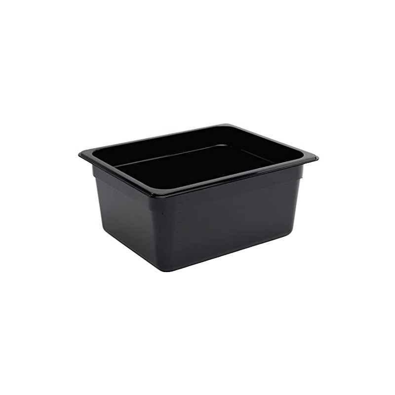 Vogue Polycarbonate 1/2 Gastronorm Container 150 mm Deep, Black, Capacity: