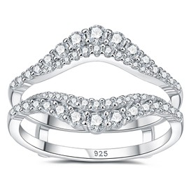 Newshe Jewellery Ring Enhancer for Engagement Rings AAAAA Cz Wedding Band for Women Eternity 925 Sterling Silver Size 5-10, stone, Moissanite