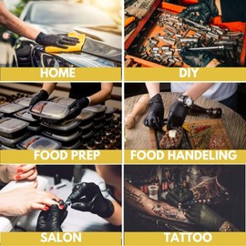 SHIELD RIGHT XtraGuard Black Nitrile Gloves - Heavy Duty, 6 Mil, Disposable, Latex & Powder Free, Chemical & Puncture Resistant, Food Safe, Medical Grade (Box of 100, Small)