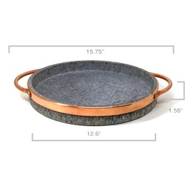 Cookstone 12" deep dish pizza pan with copper handles | Handcrafted from a slab of pure soapstone | Healthy, durable and eco-friendly | Non-toxic and Non-stick