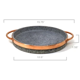 Cookstone 12" deep dish pizza pan with copper handles | Handcrafted from a slab of pure soapstone | Healthy, durable and eco-friendly | Non-toxic and Non-stick