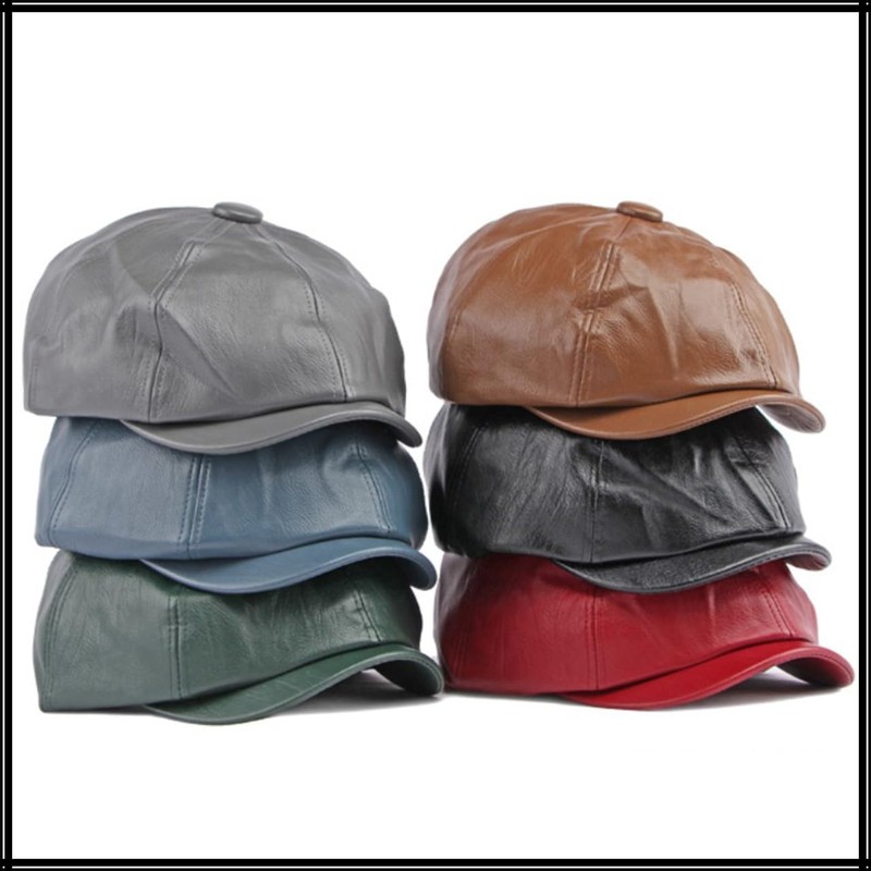 White Fang CA878 Plain Leather Newsboy Hat, Outdoors, Climbing, Walking,
