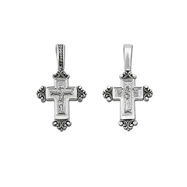 NKlaus 925 Sterling Silver Crucifix Cross Orhodox Pendant Russian 4644 Christening, Sterling Silver