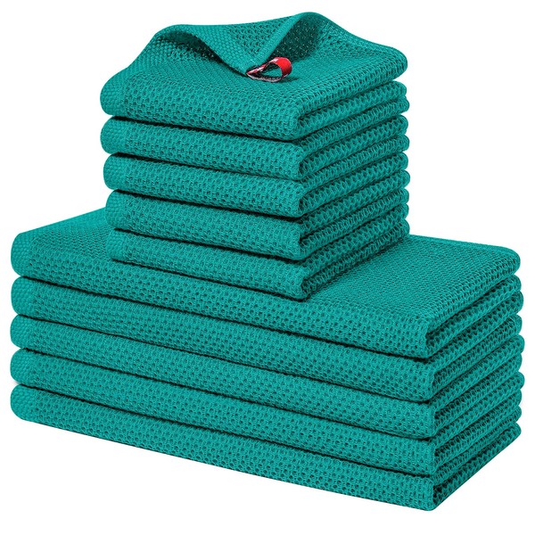 Homaxy 100% Cotton Kitchen Towels and Dishcloths Set, 12 x