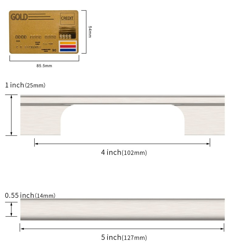Amerdeco 10 Pack Brushed Satin Nickel Cabinet Pulls 4 Inch(102MM)