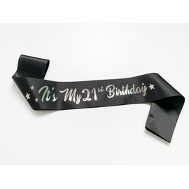 Conggluuo 21st Birthday Sash, Birthday Sash for Girls Black "Its My 21st Birthday Sash" with Silver Foil Letter Birthday Sash for Women Birthday Gifts Party Decorations Favors black Silver
