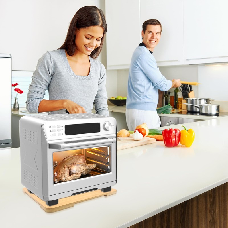 360° Rolling Tray Bamboo Appliance Slider for Kitchen Appliances, for