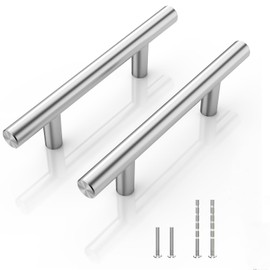 NISUOIEN 30 Pack - 3 Inch Cabinet Handles Pulls for Kitchen Stainless Steel Brushed Nickel Drawer Pulls (5 Inch Length, 3 Inch Hole Center