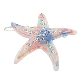 Glamour Girlz Ladies Girls Marble Effect Rhinestone Starfish Hair Clip (Mixed Pastel Colors)