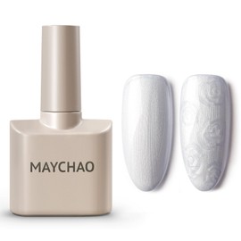 MAYCHAO Pearl Gel Nail Polish, 15ML Pearlescent Pale Blue Shell Mermaid Blue Gel Polish Soak Off UV LED Nail Lamp Curing Gel for Nail Art Manicure Salon DIY at Home, 0.5 OZ