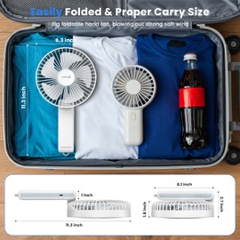 WSKEN Handheld Portable Desk Fan with 4 Speeds, 6 Inch 180° Adjustable Foldable Personal Quiet but Powerful Desktop Fan for Home/Office/Outdoor/Camping/Travel, White