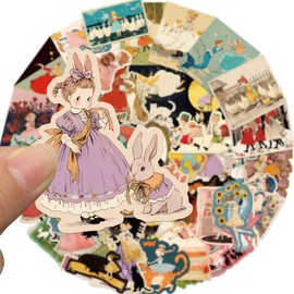 50Pcs Vintage Fairytale Story Stickers Whimsical Fantasy Retro Children’s Decal, for Scrapbooking, Journaling, and Craft Projects