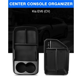 Autorder 2PCS Center Console Organizer for Kia EV6 2022 2023 2024 2025 Accessories Armrest Storage Box Secondary Insert Tray Center Console Bottom Organizer