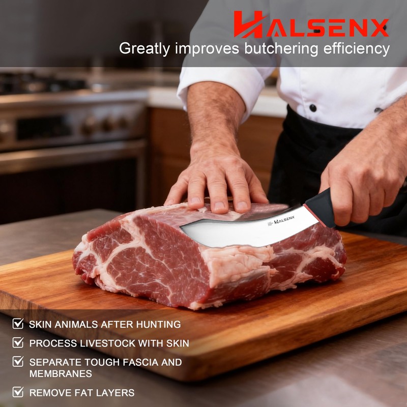 HALSENX Professional 6 Inch Skinning Knife - Non-Slip SoftGrip Handle