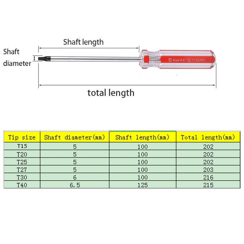 Torx Screwdriver Security Magnetic Star Screw Driver with CR-V Shaft
