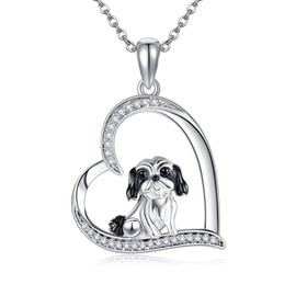HUKKUN Shihtzu Necklace Sterling Silver Shih Tzu Necklace Shih Tzu Jewellery Shih Tzu Dog Gifts for Women Girls