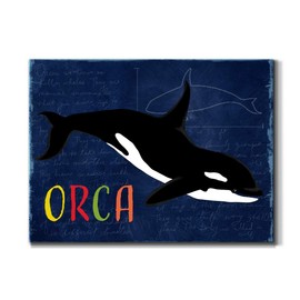 Renditions Gallery Canvas Animal Wall Art Modern Decorations Paintings Colorful Playful Orca Abstract Black & White Vibrant Artwork Canvas Prints for Kids Bedroom Nursery - 8"x12" LT33