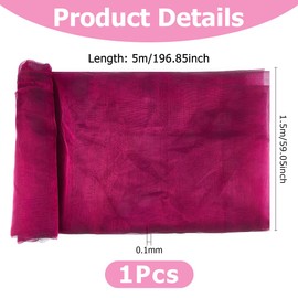 Hobbspring 5.47 Yards Lightweight Sheer Organza Fabric Shiny Fabrics 59 Inch 2 Tone Voile Fabric Iridescent Holographic Gauze Fabric Old Rose Fabric for Wedding Dress Photography Background