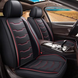 DISUTOGO Seat Covers Fit for Hyundai Santa Cruz 2022 2023 2024 2025: Full Set Leather Car Seat Covers Waterproof Automotive Seat Cushions Covers (2 Row 5 Seats, Red Line)