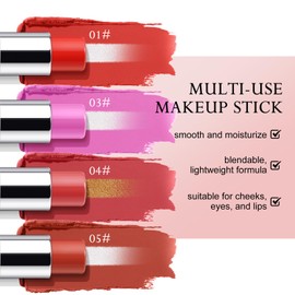 Boobeen Cream Blush Stick for Cheek and Lips, Soft and Blendable Natural Flush, Long-Lasting Dewy Blusher Makeup, Multi-Use Blush, Buildable Glow for Face