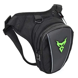 Hebetag Oxford Waist Pack Motorcycle Drop Leg Bag for Men Women Thigh Waist Bum Hip Fanny Belt Bag Purse Pouch Outdoor Travel Hiking Cycling Tactical Outdoor Sports Daypack, #04Black(Green), One Size,